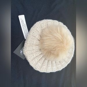 COPY - Kyi Kyi Women’s Knit Wool Blend Faux Fur Pom-Pom Winter Beanie (Beige)